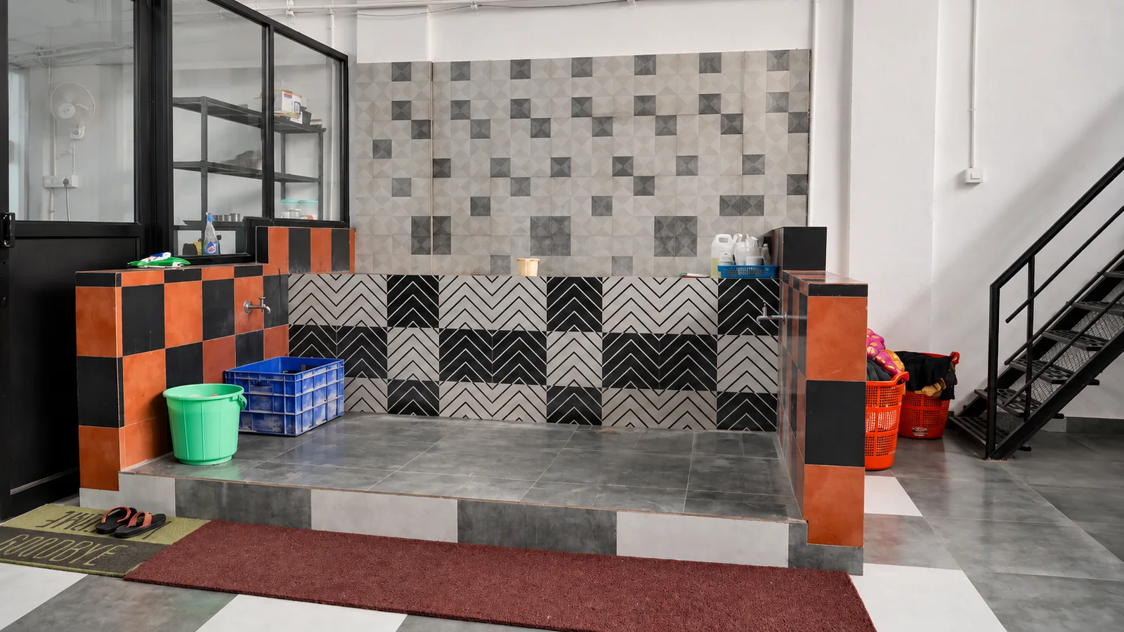 Wash and utility area inside the facility